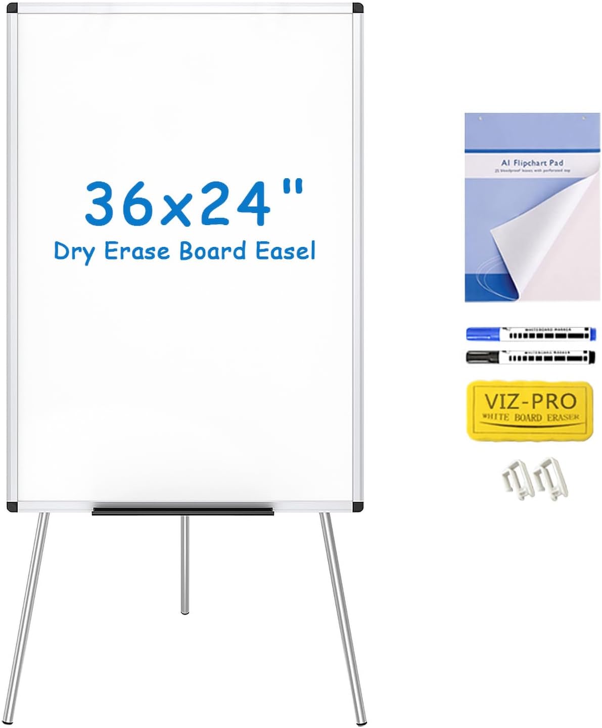 Whiteboard Easel, 36 x 24 Inches, Portable Tripod Dry Erase Board