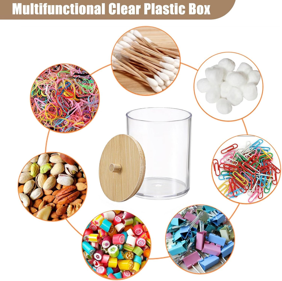 Stackable Paper Clip Holder with Bamboo Lid 2-Layer Paperclip Box