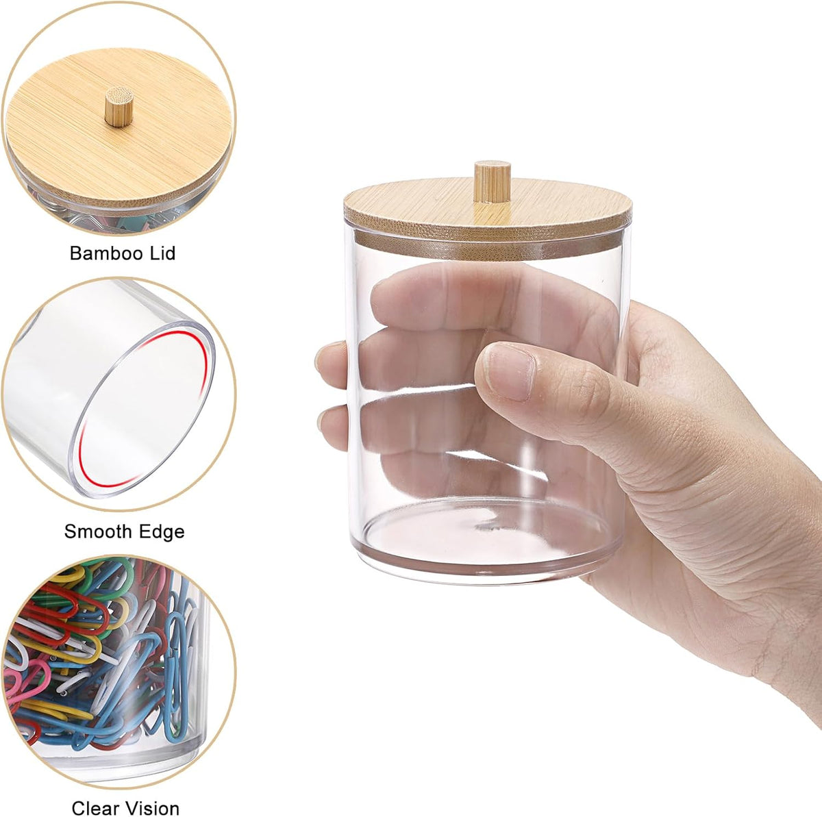 Stackable Paper Clip Holder with Bamboo Lid 2-Layer Paperclip Box