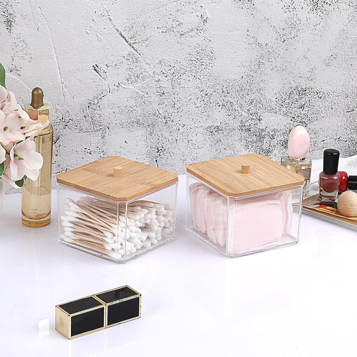 Stackable Paper Clip Holder with Bamboo Lid 2-Layer Paperclip Box