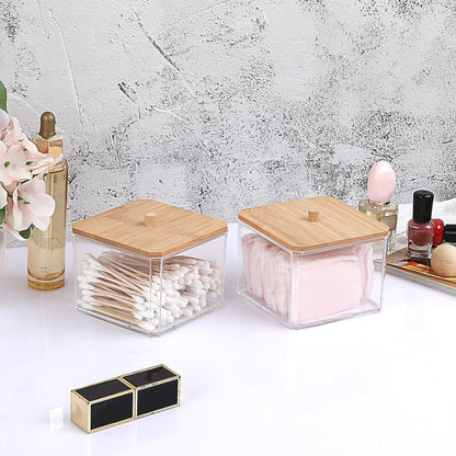 Stackable Paper Clip Holder with Bamboo Lid 2-Layer Paperclip Box