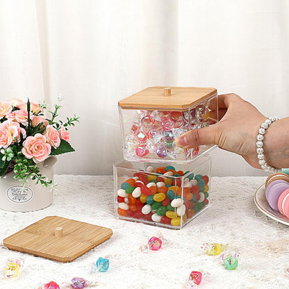 Stackable Paper Clip Holder with Bamboo Lid 2-Layer Paperclip Box