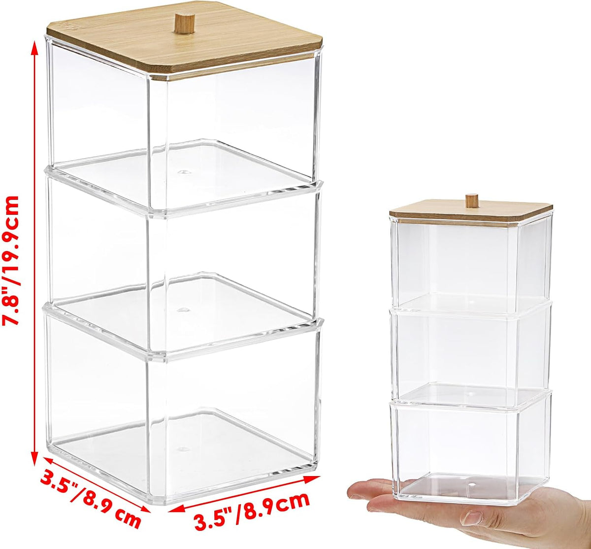 Stackable Paper Clip Holder with Bamboo Lid 2-Layer Paperclip Box