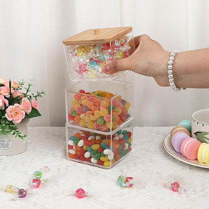 Stackable Paper Clip Holder with Bamboo Lid 2-Layer Paperclip Box
