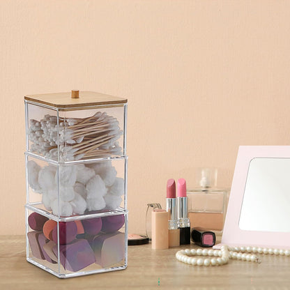 Stackable Paper Clip Holder with Bamboo Lid 2-Layer Paperclip Box
