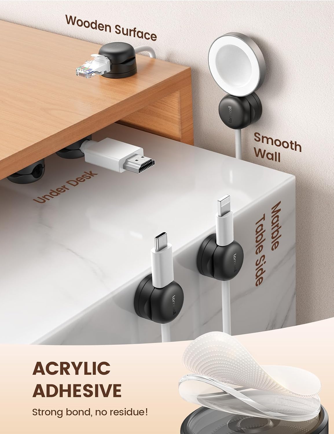 Rotatable Cord Organizer, 1s Lock Spring Cable Holder Clips