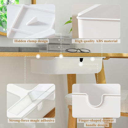 Under Desk Drawer for Stationery, Adhesive Slide Out, Large