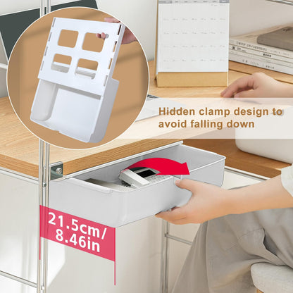 Under Desk Drawer for Stationery, Adhesive Slide Out, Large