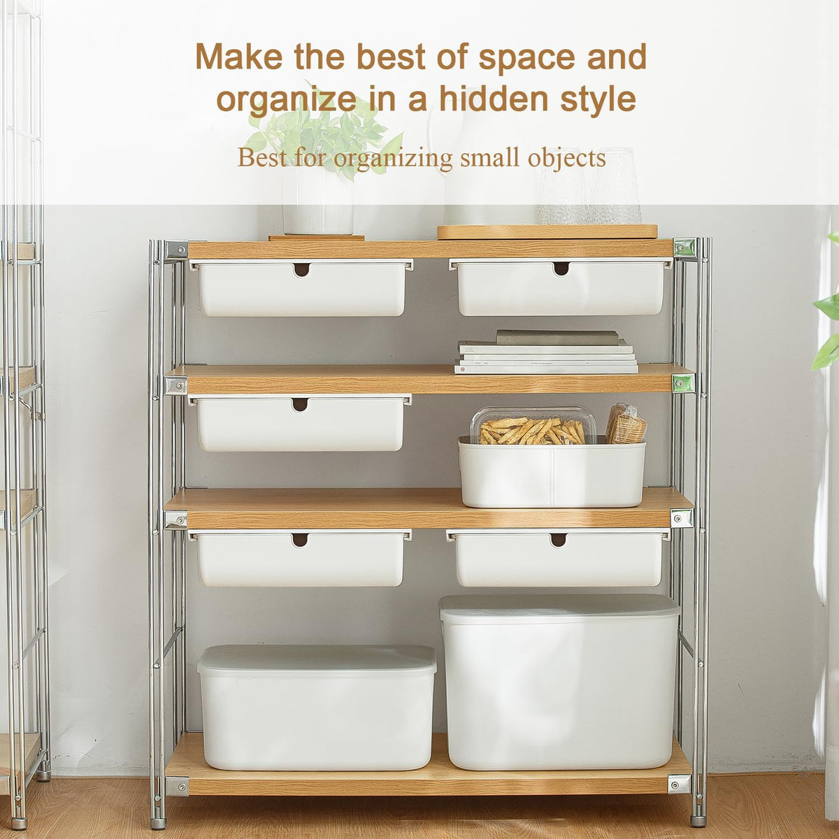 Under Desk Drawer for Stationery, Adhesive Slide Out, Large
