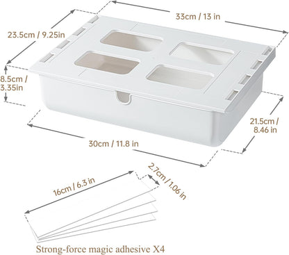 Under Desk Drawer for Stationery, Adhesive Slide Out, Large