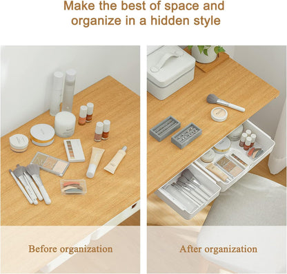 Under Desk Drawer for Stationery, Adhesive Slide Out, Large