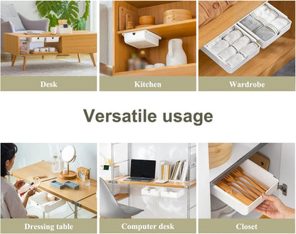 Under Desk Drawer for Stationery, Adhesive Slide Out, Large