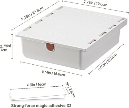 Under Desk Drawer for Stationery, Adhesive Slide Out, Large