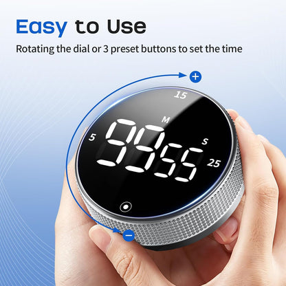 Digital Kitchen Timer, Magnetic Visual Timer with Large LED Display