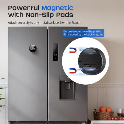 Digital Kitchen Timer, Magnetic Visual Timer with Large LED Display