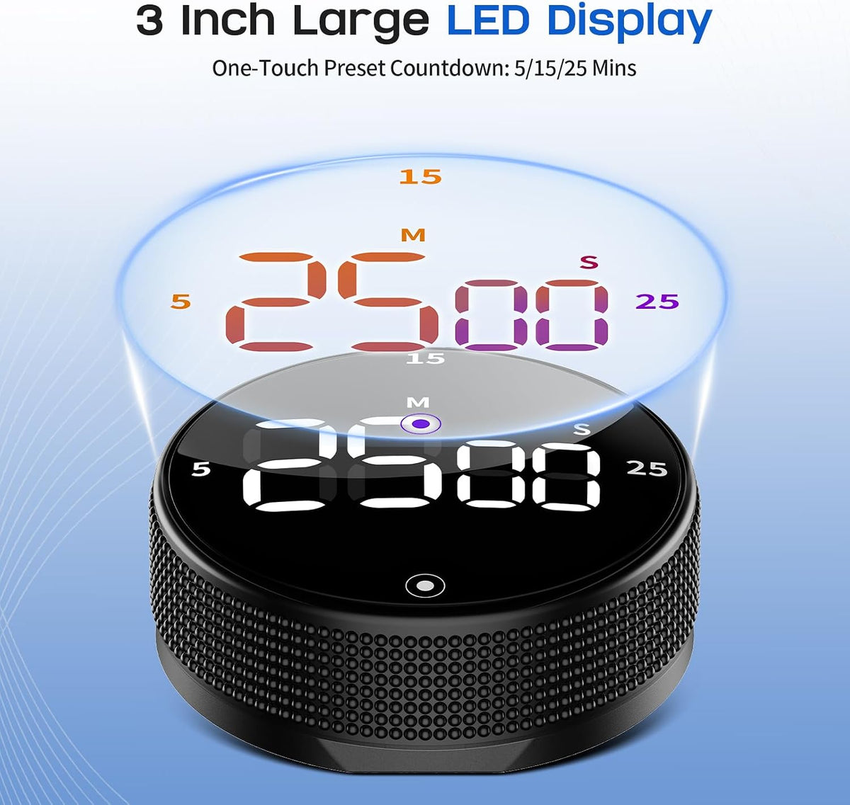 Digital Kitchen Timer, Magnetic Visual Timer with Large LED Display