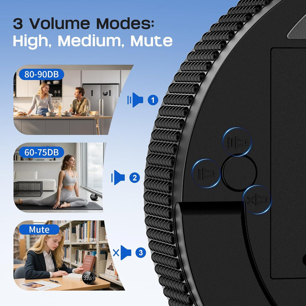 Digital Kitchen Timer, Magnetic Visual Timer with Large LED Display