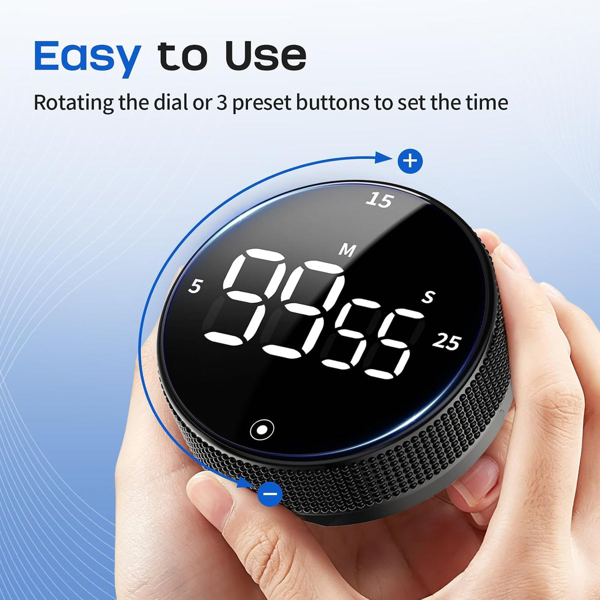 Digital Kitchen Timer, Magnetic Visual Timer with Large LED Display
