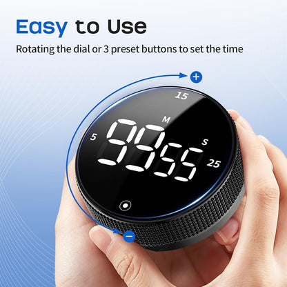 Digital Kitchen Timer, Magnetic Visual Timer with Large LED Display