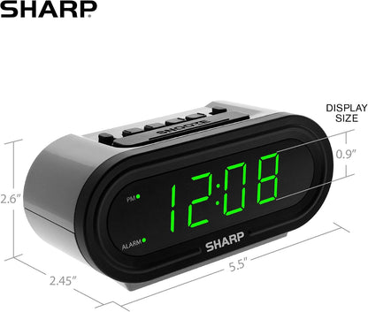 AccuSet Self-Setting Alarm Clock with Auto DST, Green LED