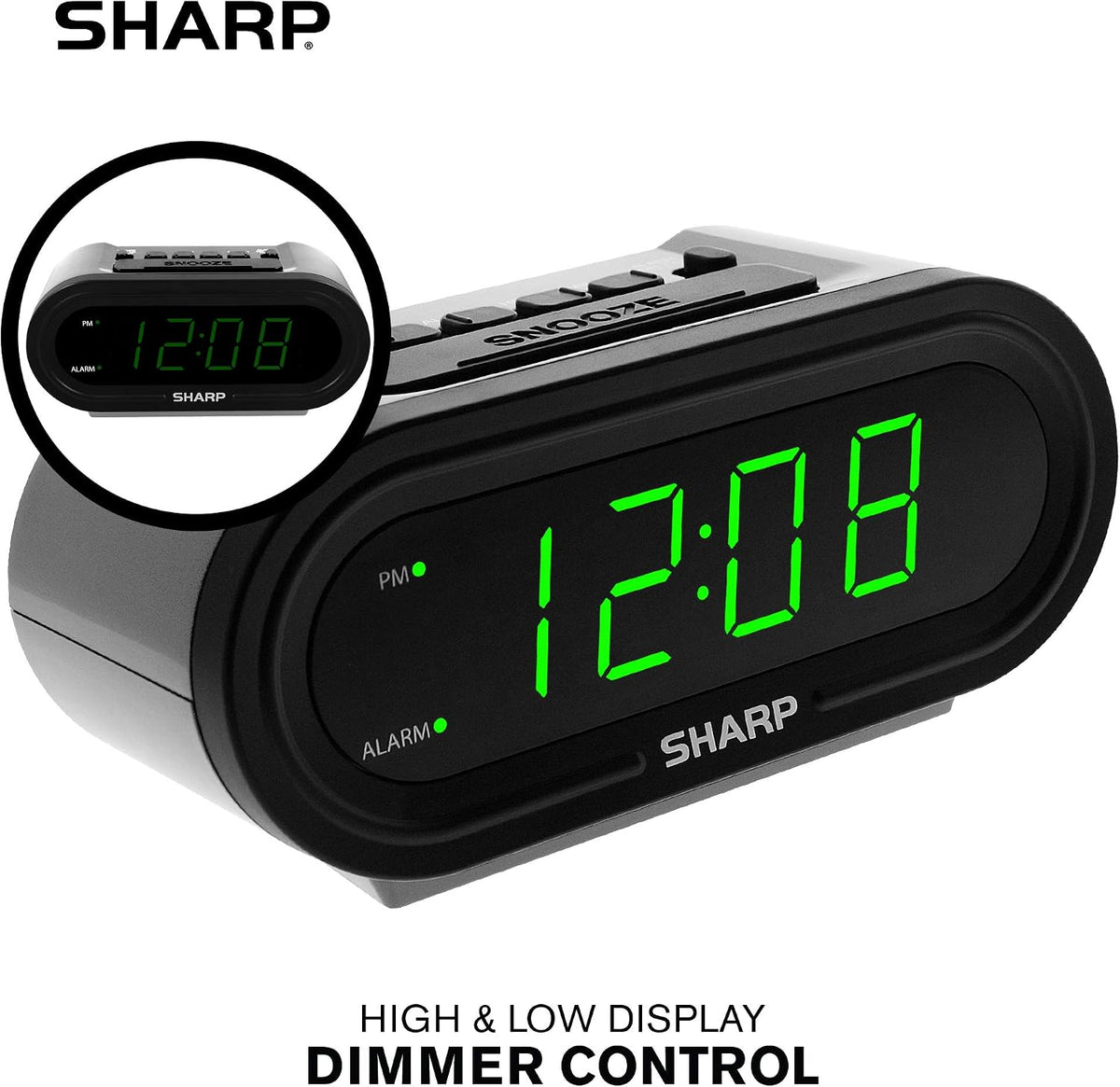 AccuSet Self-Setting Alarm Clock with Auto DST, Green LED