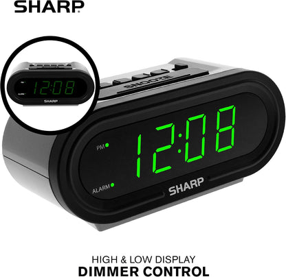 AccuSet Self-Setting Alarm Clock with Auto DST, Green LED