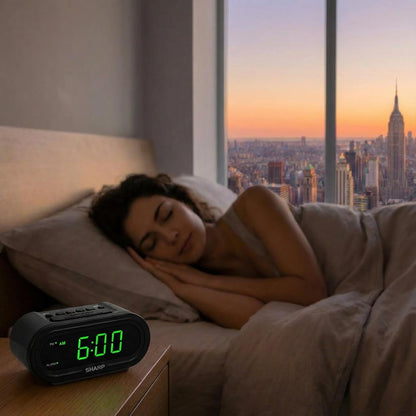 AccuSet Self-Setting Alarm Clock with Auto DST, Green LED