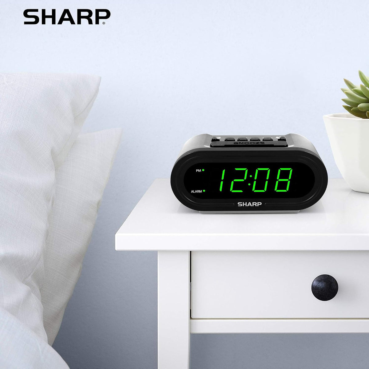 AccuSet Self-Setting Alarm Clock with Auto DST, Green LED