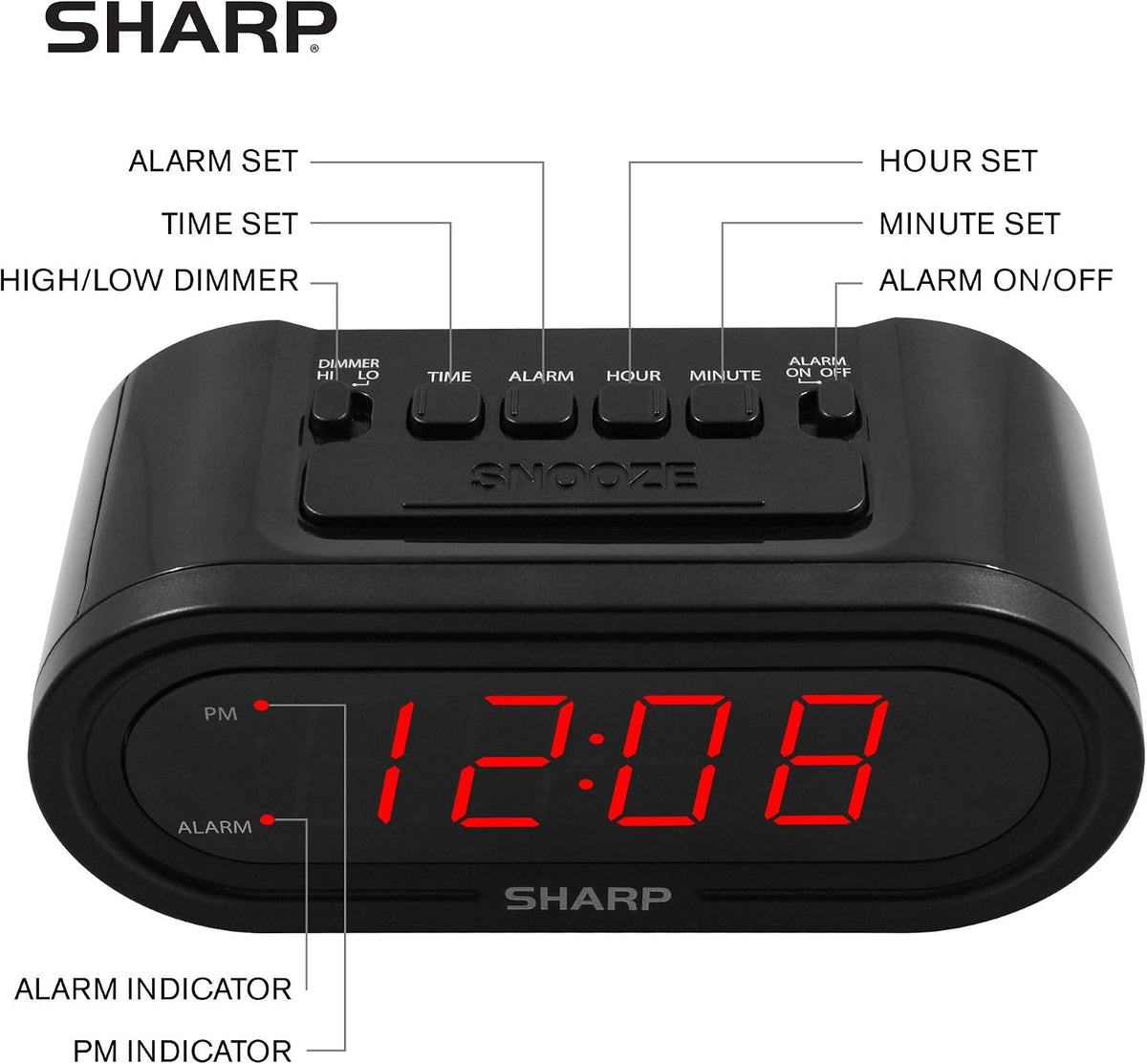 AccuSet Self-Setting Alarm Clock with Auto DST, Green LED