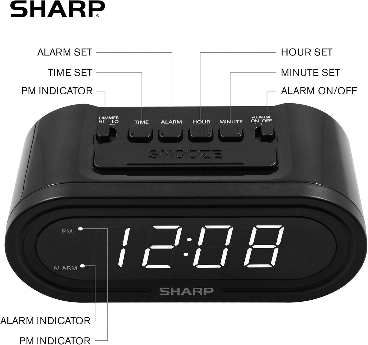 AccuSet Self-Setting Alarm Clock with Auto DST, Green LED