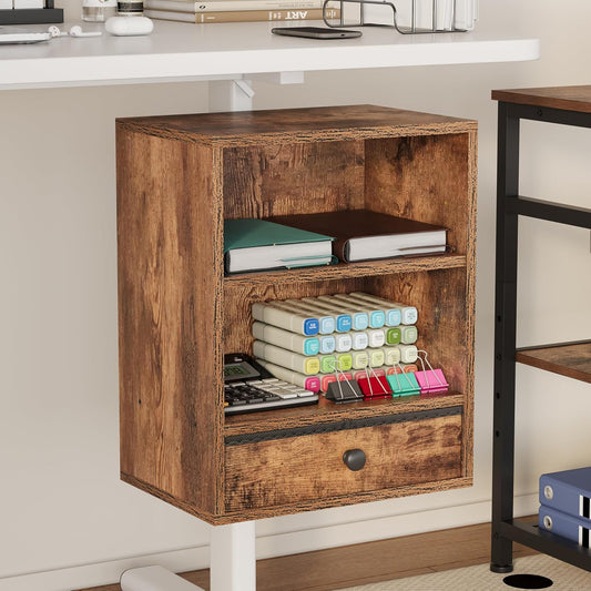 Clamp-on Under Desk Storage Shelves with Height Adjustable & Drawer