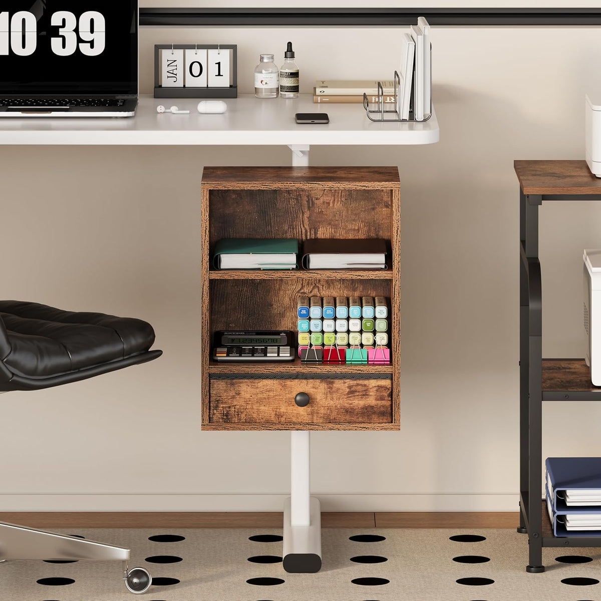 Clamp-on Under Desk Storage Shelves with Height Adjustable & Drawer