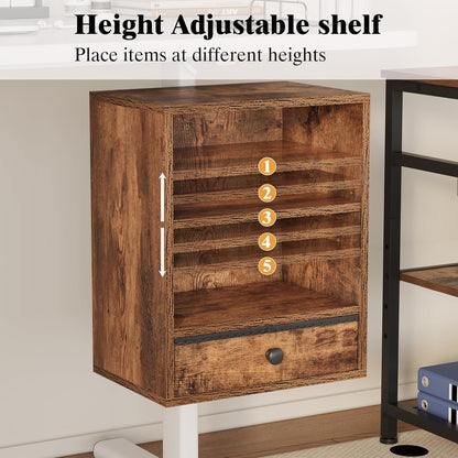Clamp-on Under Desk Storage Shelves with Height Adjustable & Drawer