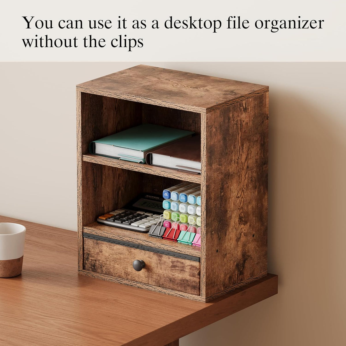 Clamp-on Under Desk Storage Shelves with Height Adjustable & Drawer