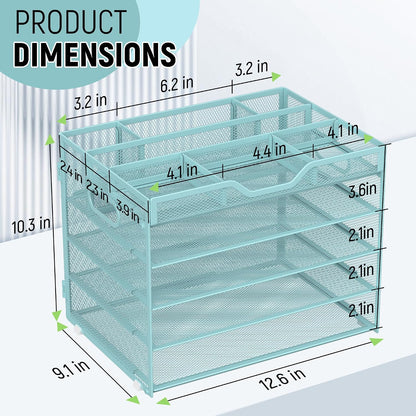 5 Tier Mesh Desk Organizer with Removable Tray&Pen Holder, Black