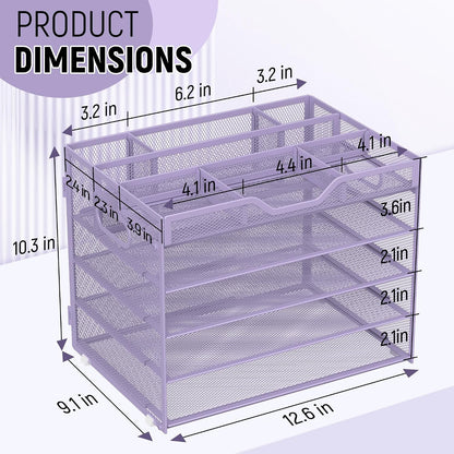 5 Tier Mesh Desk Organizer with Removable Tray&Pen Holder, Black