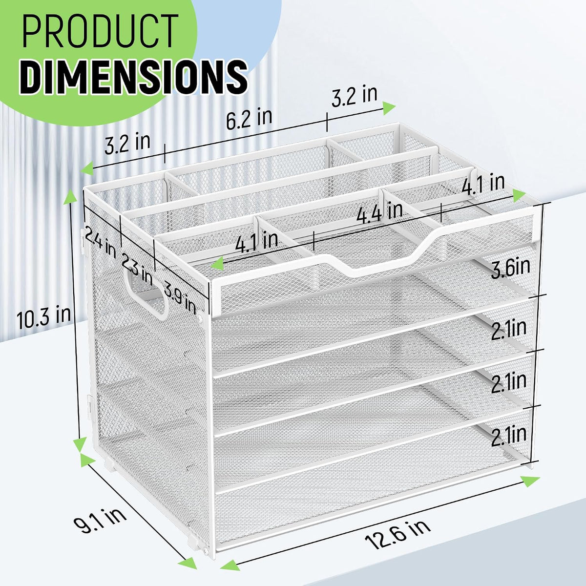 5 Tier Mesh Desk Organizer with Removable Tray&Pen Holder, Black