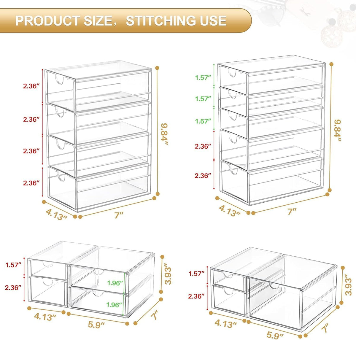 caktraie Acrylic16-Drawer Storage & Makeup Organizer for Desk