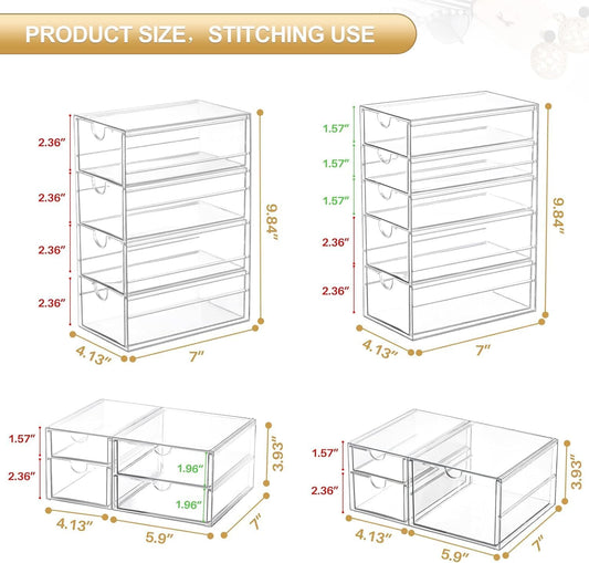 caktraie Acrylic16-Drawer Storage & Makeup Organizer for Desk