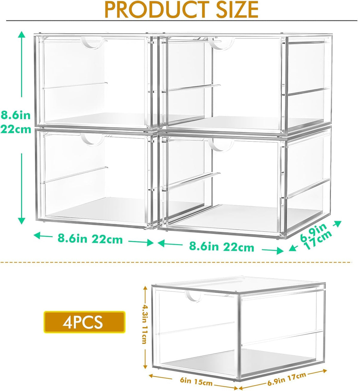 caktraie Acrylic16-Drawer Storage & Makeup Organizer for Desk