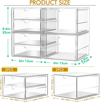 caktraie Acrylic16-Drawer Storage & Makeup Organizer for Desk
