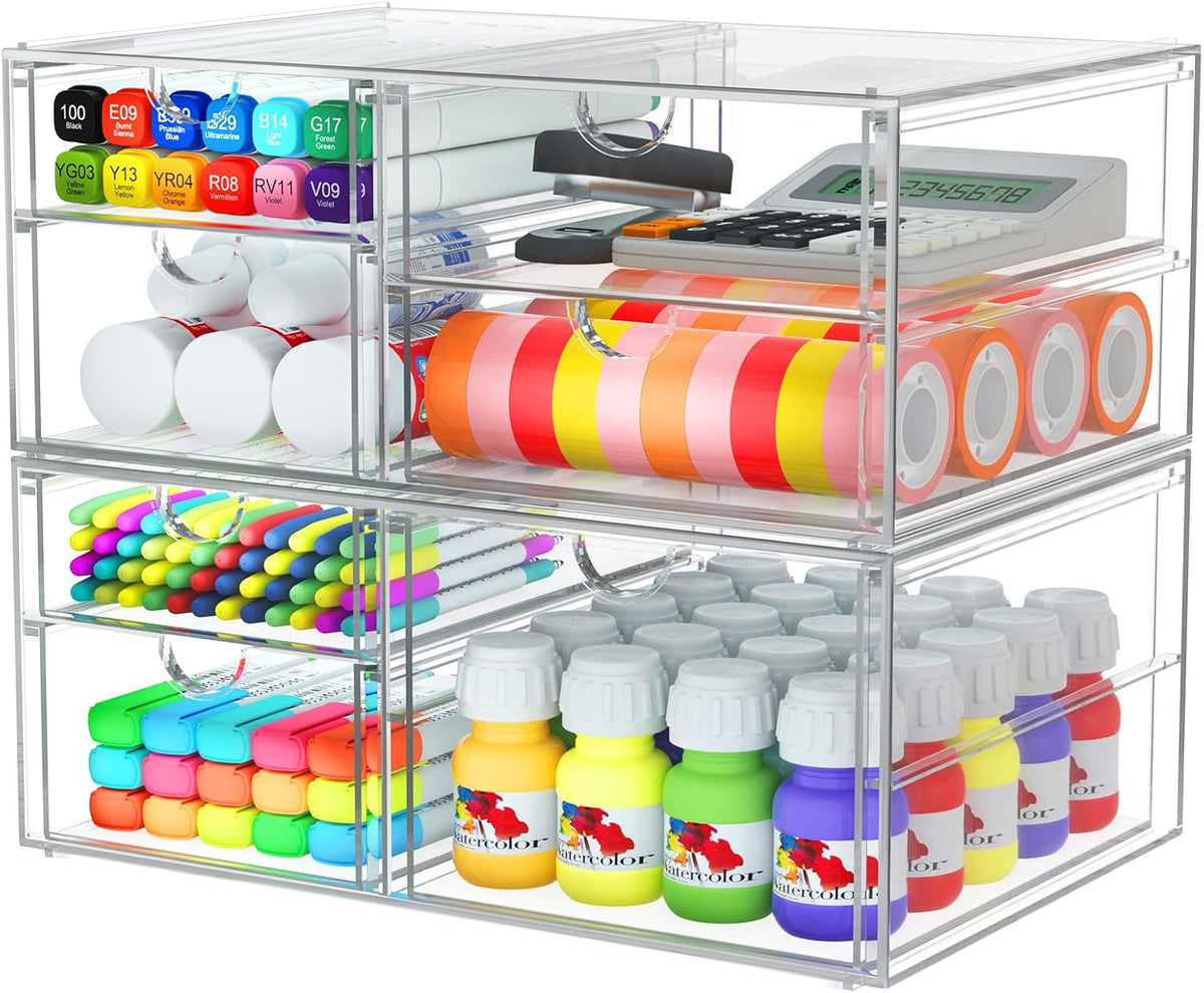 caktraie Acrylic16-Drawer Storage & Makeup Organizer for Desk