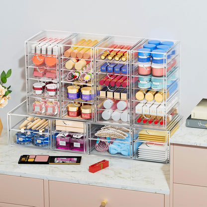 caktraie Acrylic16-Drawer Storage & Makeup Organizer for Desk