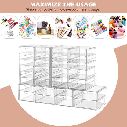 caktraie Acrylic16-Drawer Storage & Makeup Organizer for Desk