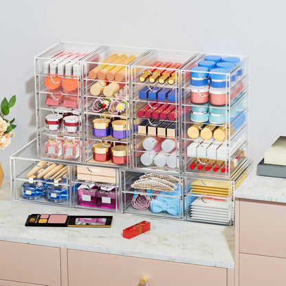 caktraie Acrylic16-Drawer Storage & Makeup Organizer for Desk
