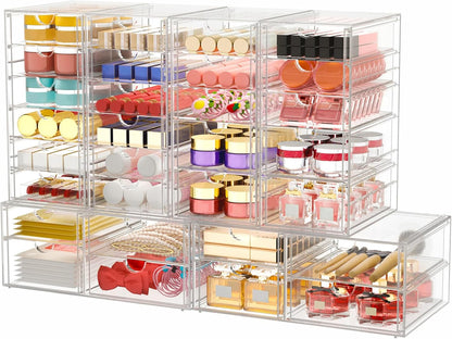 caktraie Acrylic16-Drawer Storage & Makeup Organizer for Desk