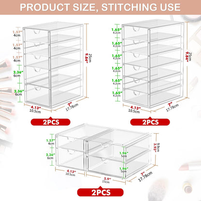 caktraie Acrylic16-Drawer Storage & Makeup Organizer for Desk