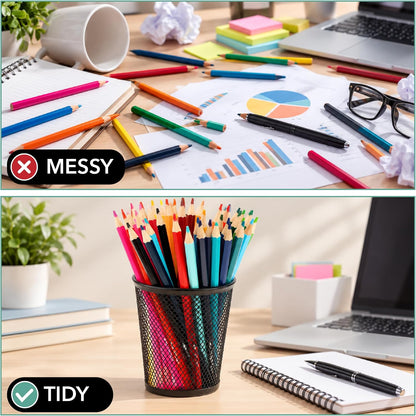 Mesh Pencil Holder Set, 6 Pack, Metal Desk Organizer Cups