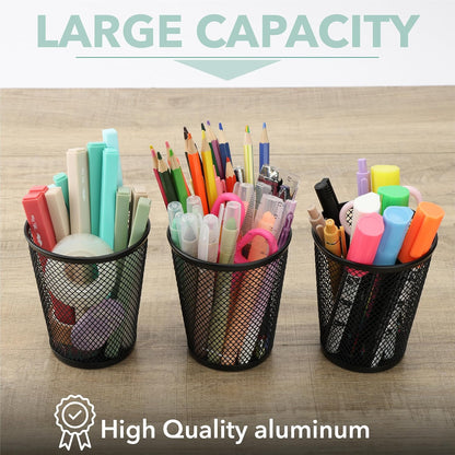 Mesh Pencil Holder Set, 6 Pack, Metal Desk Organizer Cups