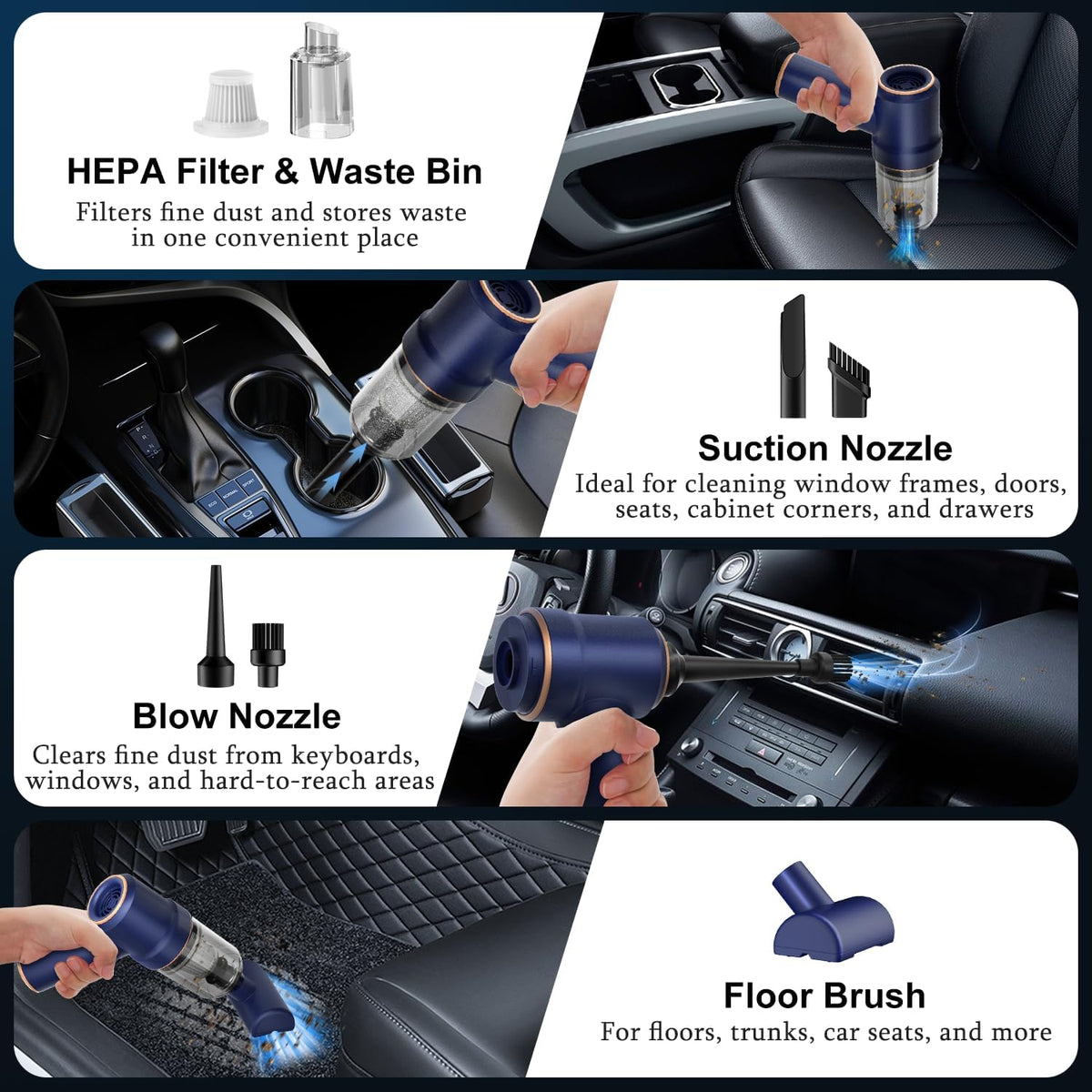 Handheld Car Vacuum Cleaner, Hand Held Vacuum Cleaner and Air Duster
